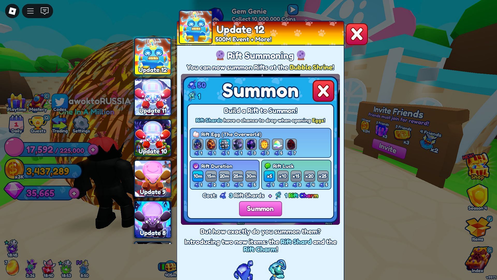 In-game update log (Image via Roblox)